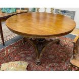 A William IV circular rosewood tilt top breakfast table, diameter 135cm, height 72cm