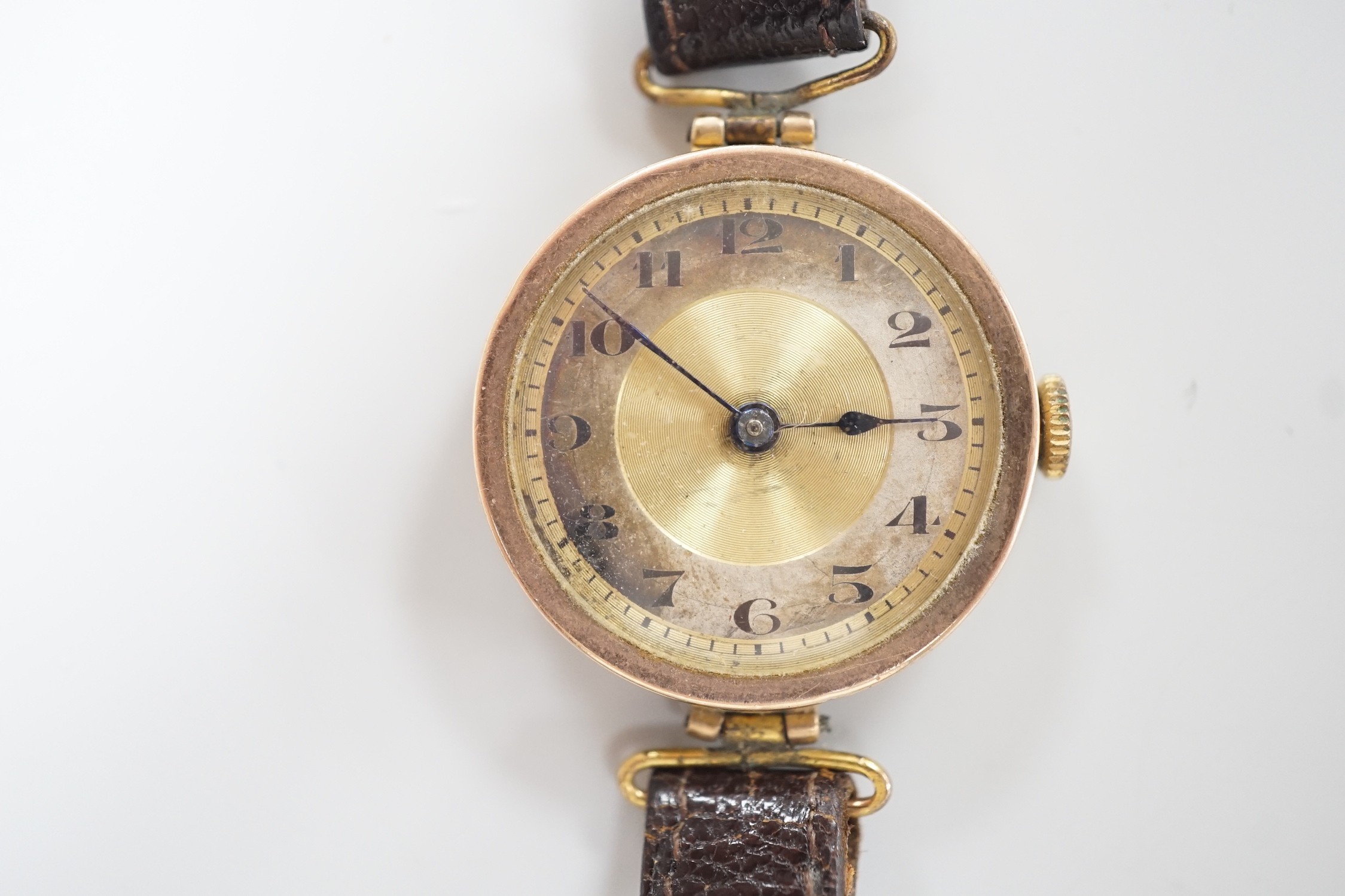 A lady's early 20th century 9ct gold wrist watch, with Arabic dial and RolWatchCo (Wilsdorf & Davis) - Image 2 of 4