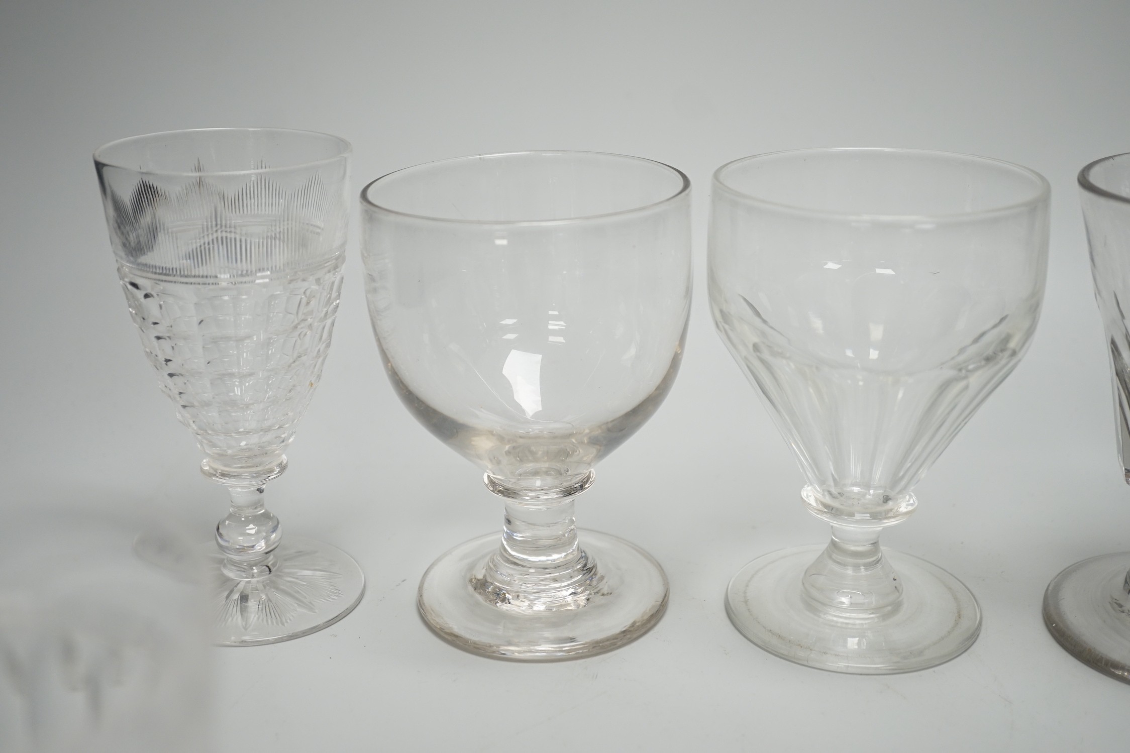 A collection of 18th/19th century table glasses including three Georgian rummers - Image 5 of 6