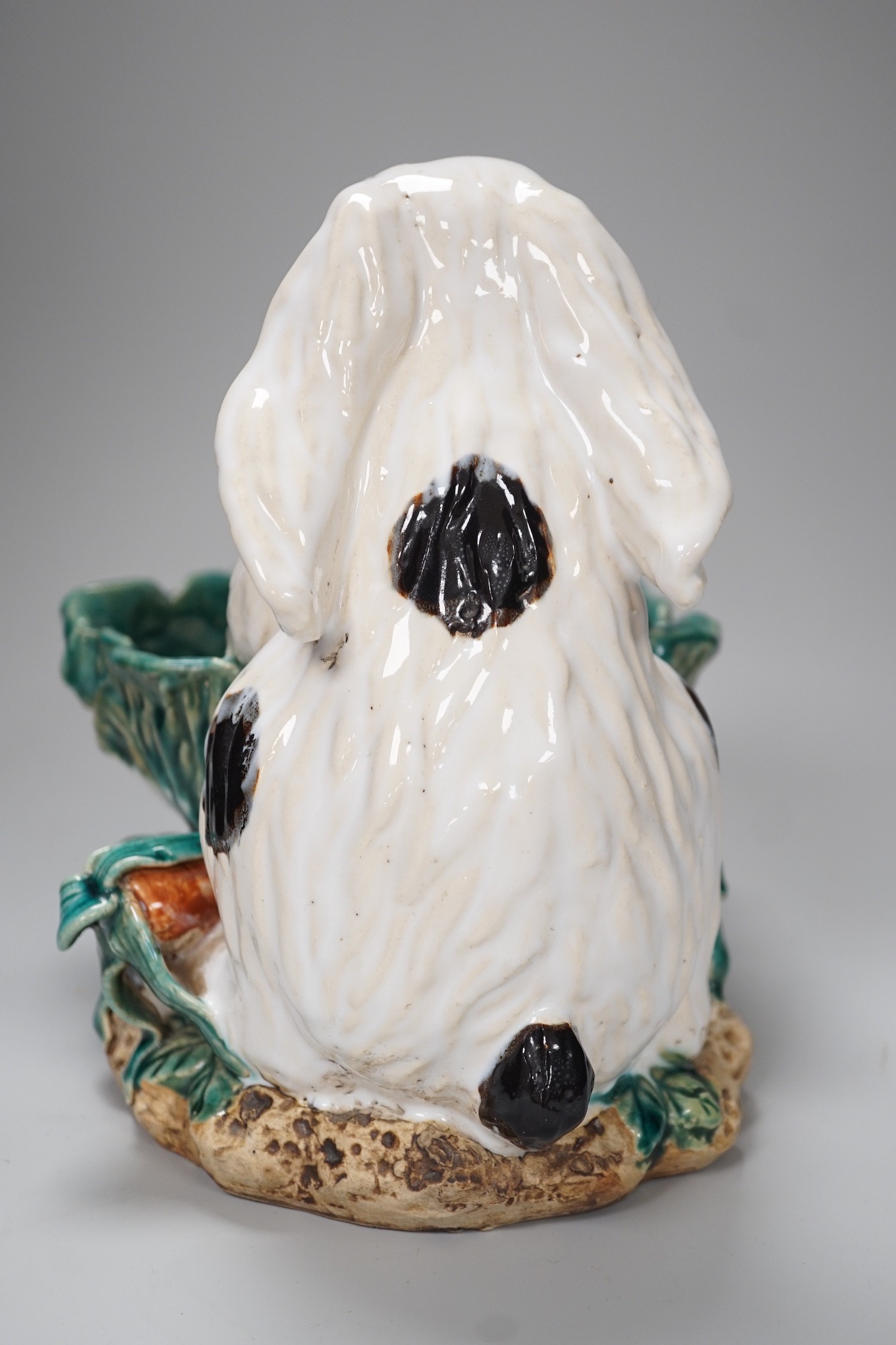 An unusual late 19th century Continental majolica 'rabbit' dish. 26cm high - Image 5 of 7