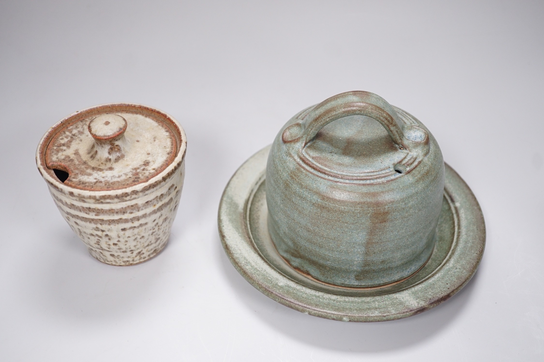 John Leach, Nick Rees, Mark Melbourne - lidded preserve jar, together with a cheese dome, (2) - Image 2 of 5