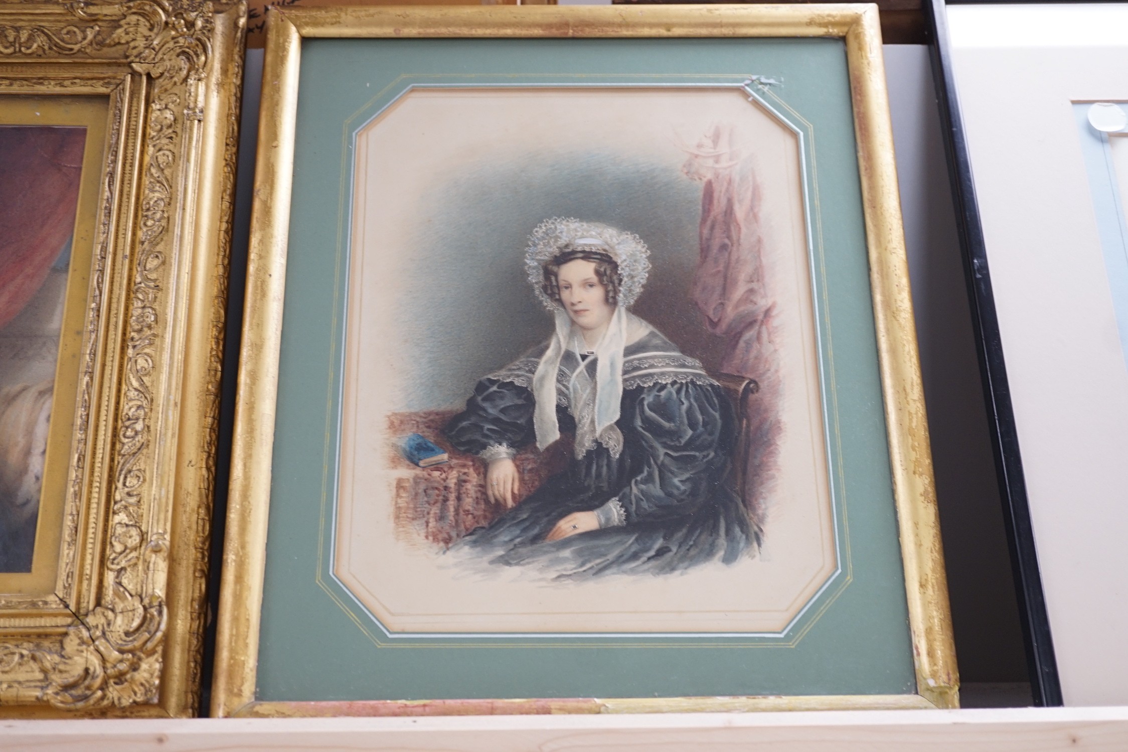 Sir William John Newton (1785-1869), watercolour, Portrait of a lady with a lap dog, 22 x 17cm, - Image 3 of 3