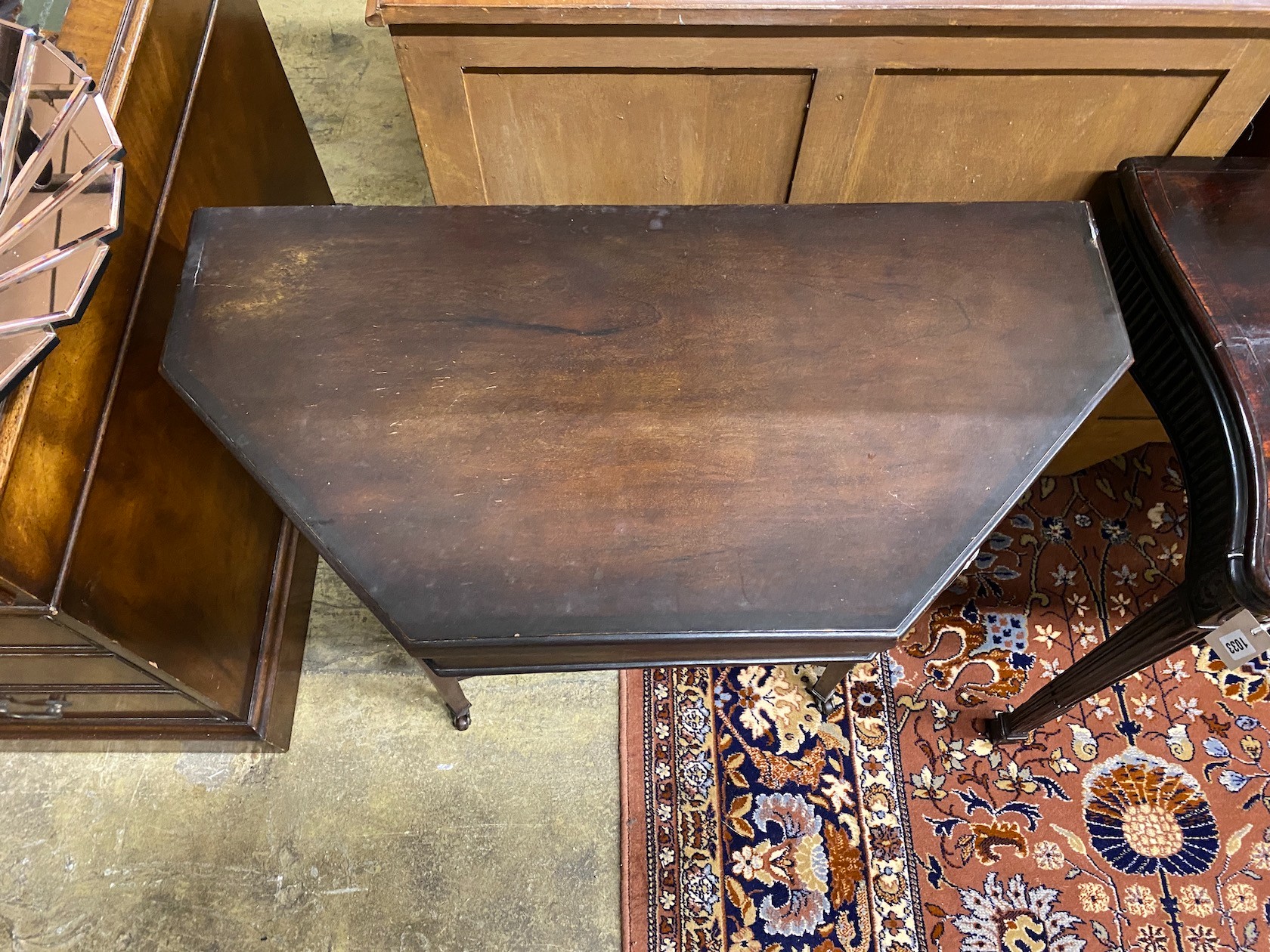 An Edwardian mahogany mahogany folding card table, width 86cm, depth 43cm, height 70cm - Image 2 of 2