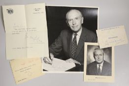 British Politics - Alec Douglas-Home signed photo and signed letter, Harold Wilson signed photo