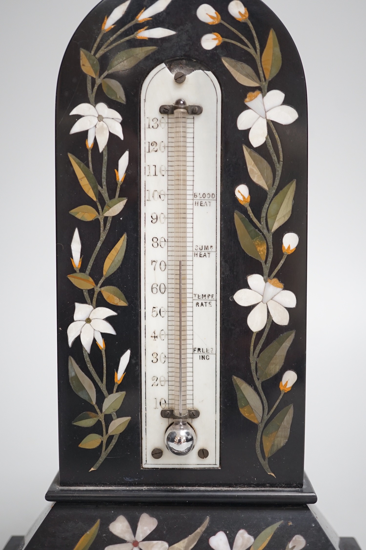 A late 19th century Italian pietra dura thermometer. 22cm high Ivory submission reference: MSREH9E2 - Image 2 of 4