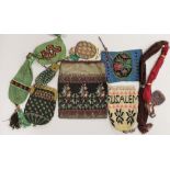 Three finely crocheted misters purses, six various shaped and sized purses and a finely crochet draw