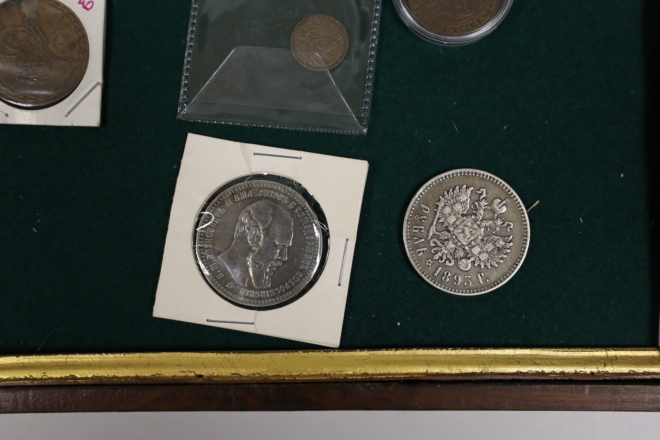 World coins - British-India, George V, 1 Rupee, (1911) Pig elephant, UNC, two U.S. one cent planchet - Image 3 of 6