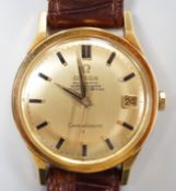 A gentleman's 750 yellow metal Omega Constellation Chronometre Automatic wrist watch, with date