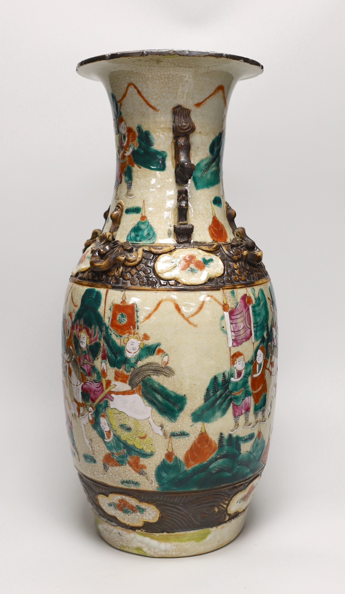 A late 19th century Chinese famille rose crackle glaze vase, 46cm - Image 2 of 6