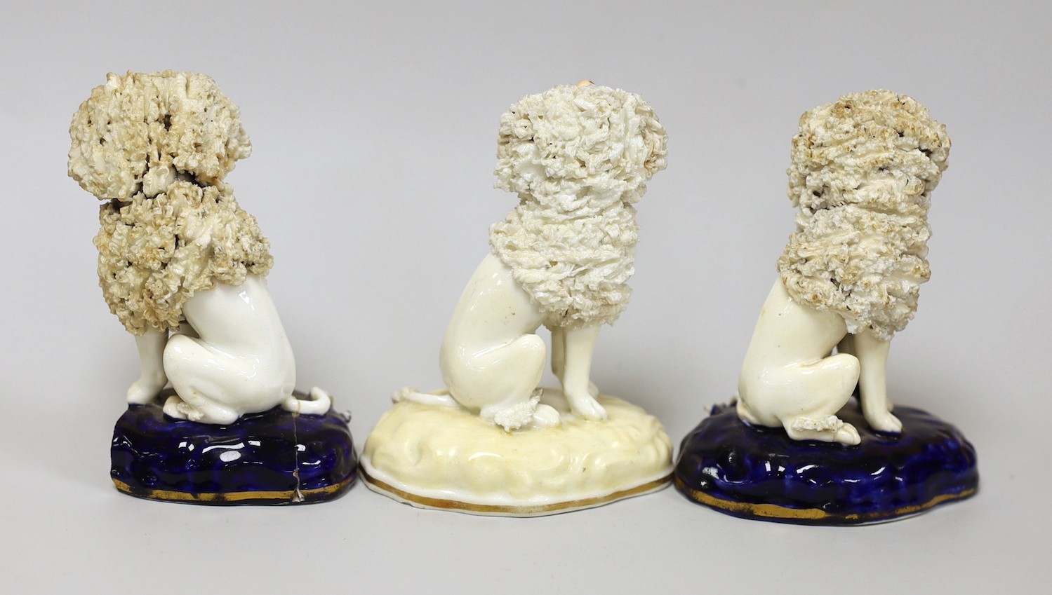 Three small Samuel Alcock models of seated poodles, c.1830-50. Tallest 9cms highProvenance: Dennis - Image 2 of 3