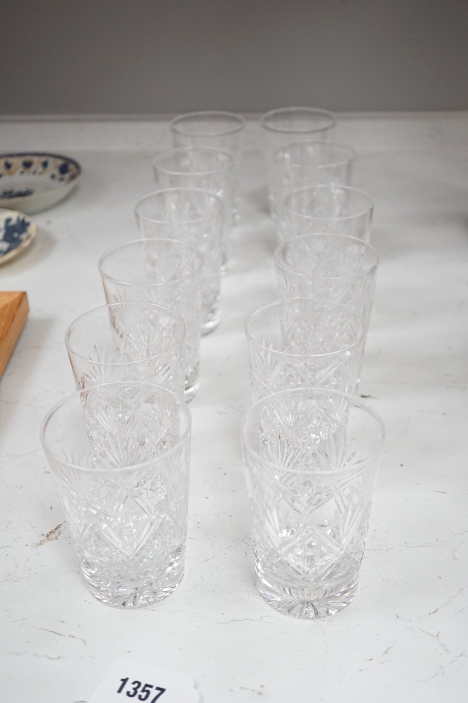 One dozen cut glass water tumblers, by Webb - Image 2 of 5