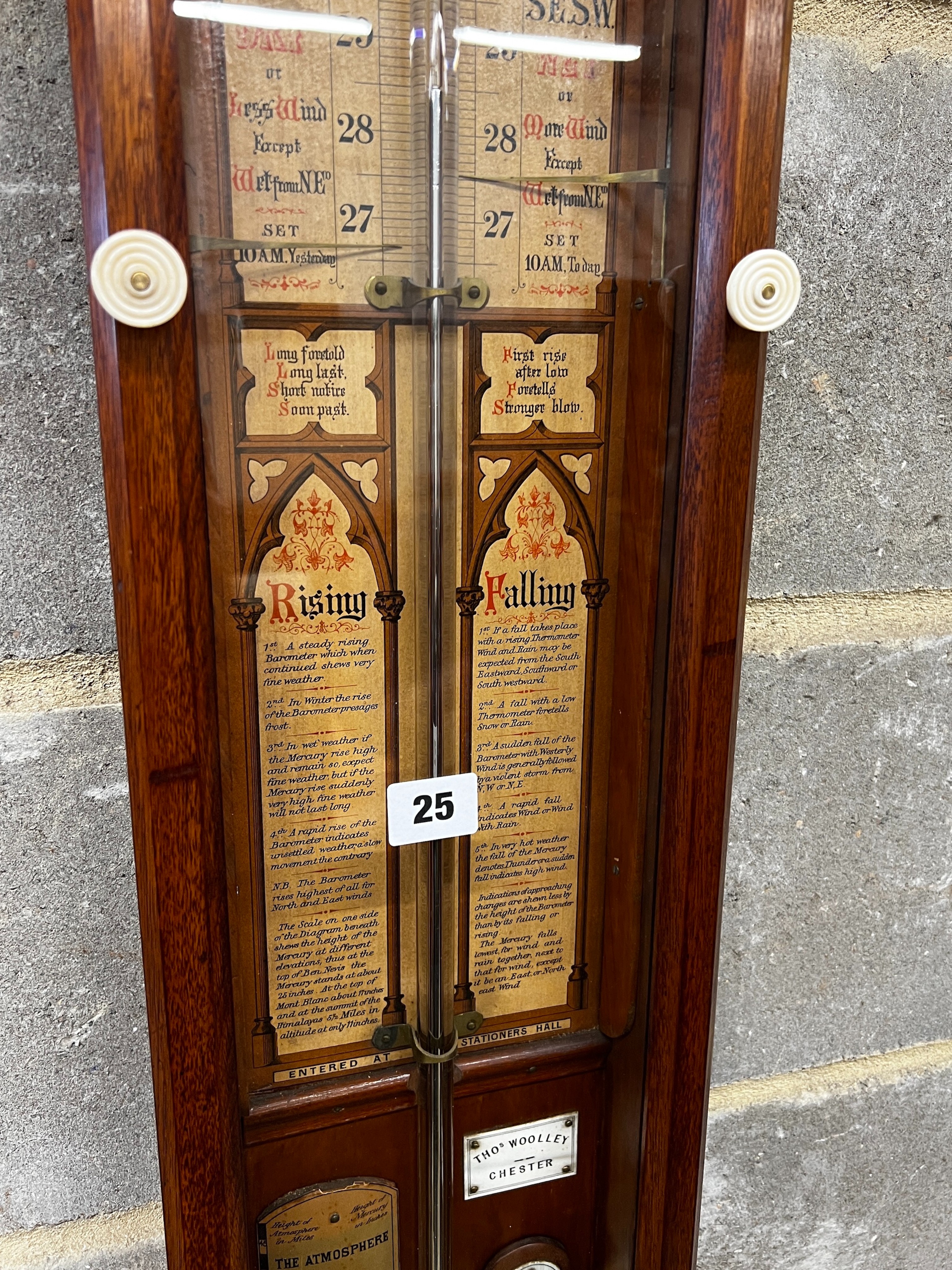 A Victorian oak Admiral Fitzroy type barometer by Thomas Woolley, Chester, height 116cm Ivory - Image 3 of 8