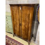 A Queen Anne revival walnut wardrobe, width 99cm, depth 59cm, height 167cm