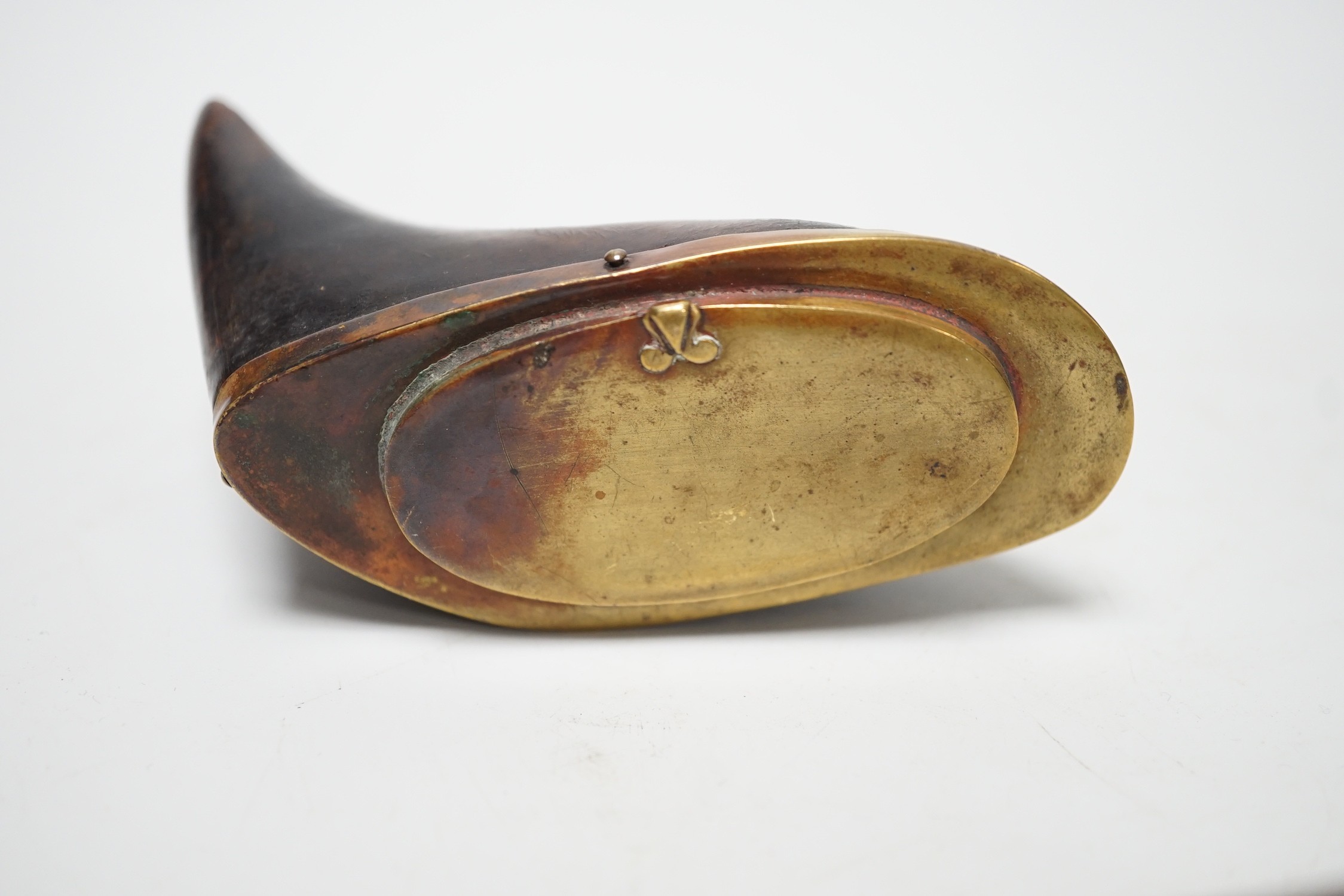 A brass mounted horn snuff box and a small spokeshave. 25cm long - Image 4 of 4