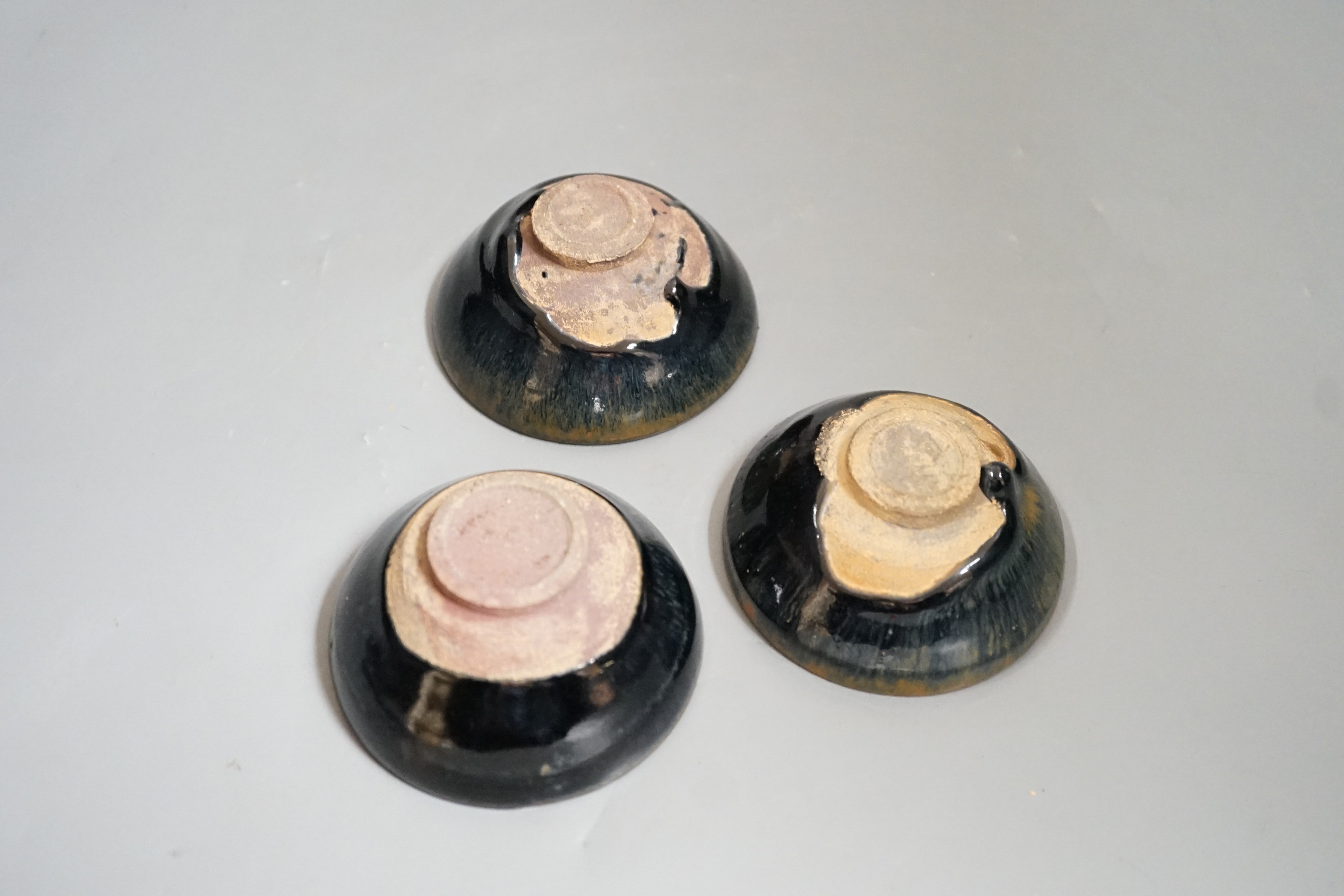 Three Chinese Jian type hare's fur bowls, 9cms diameter - Image 4 of 4