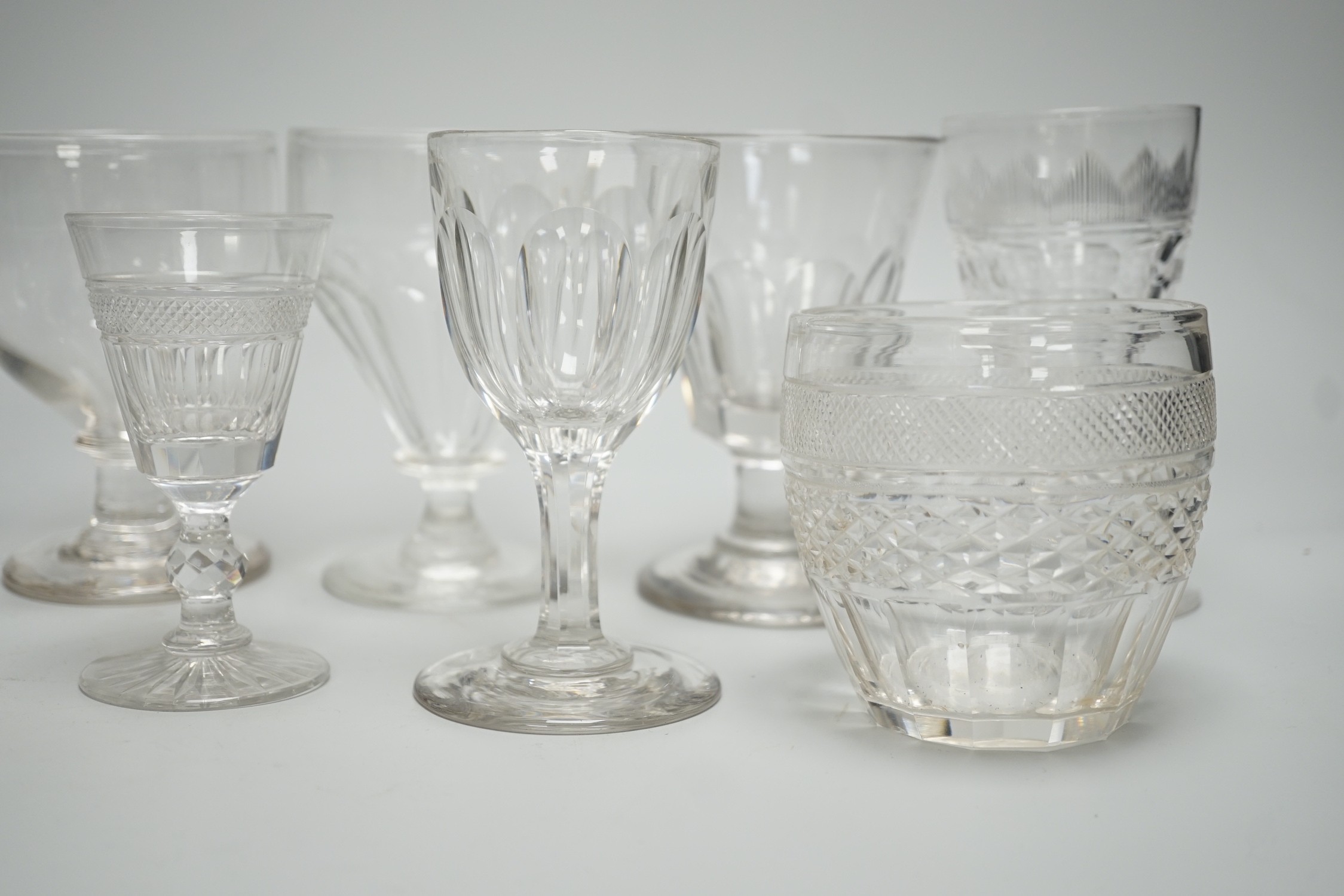 A collection of 18th/19th century table glasses including three Georgian rummers - Image 3 of 6