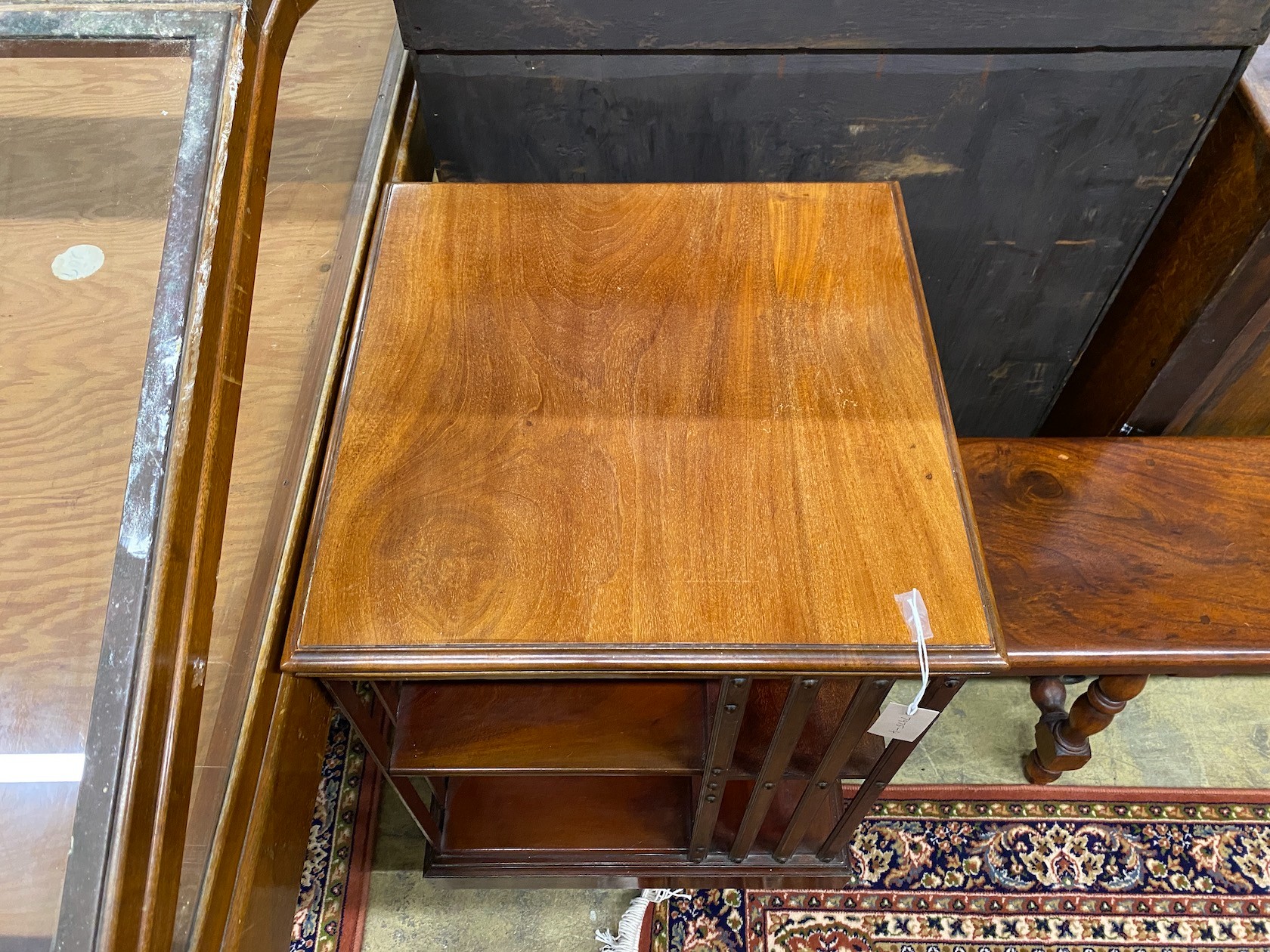 An Edwardian mahogany revolving bookcase, width 49cm, depth 49cm, height 87cm - Image 2 of 2