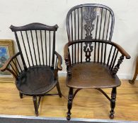 A 19th century Yorkshire area yew and elm Windsor elbow chair, width 54cm, depth 39cm, height