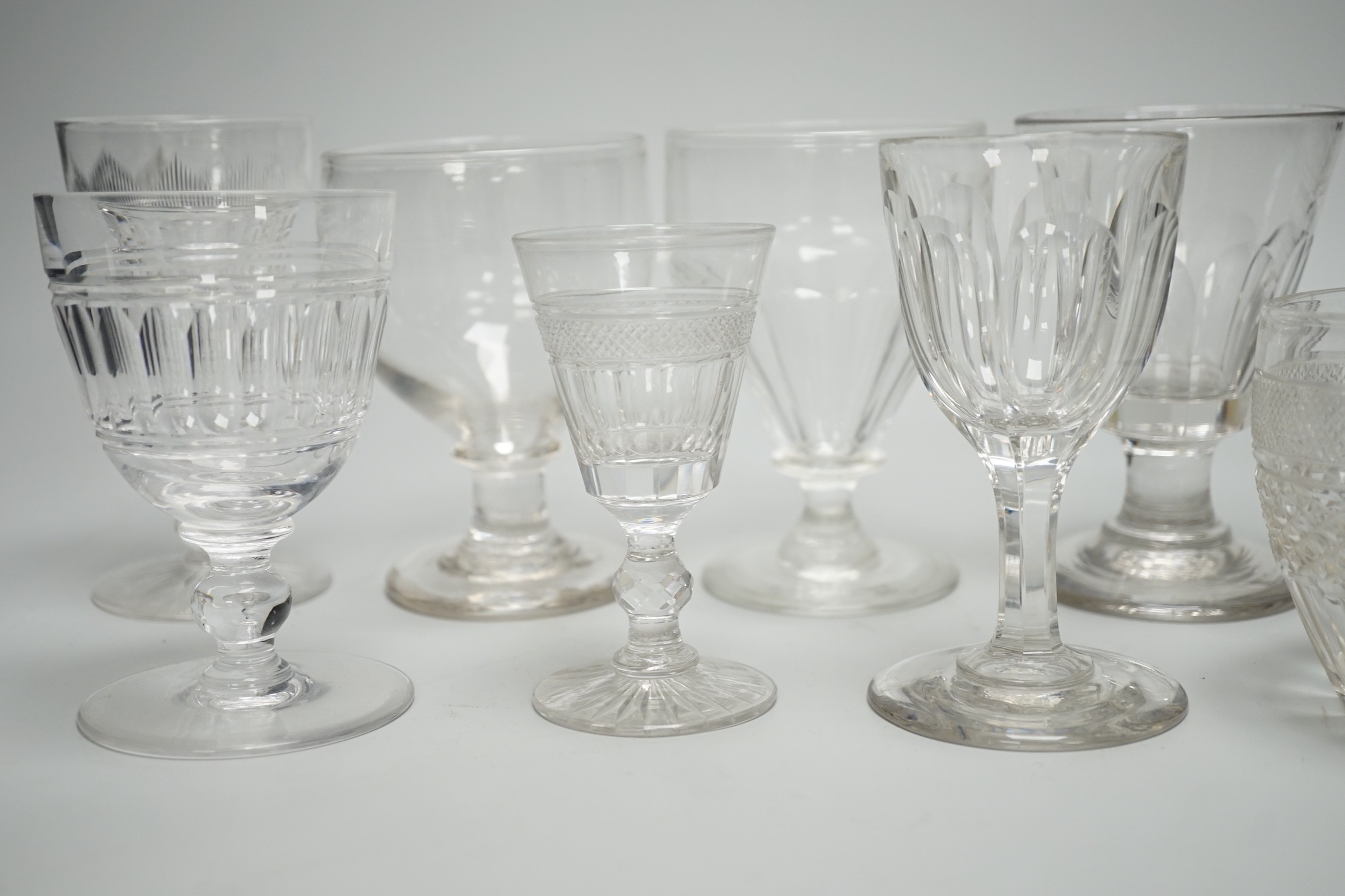 A collection of 18th/19th century table glasses including three Georgian rummers - Image 4 of 6