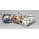 Four 18th century Chinese Export porcelain teapots. Tallest 15cm