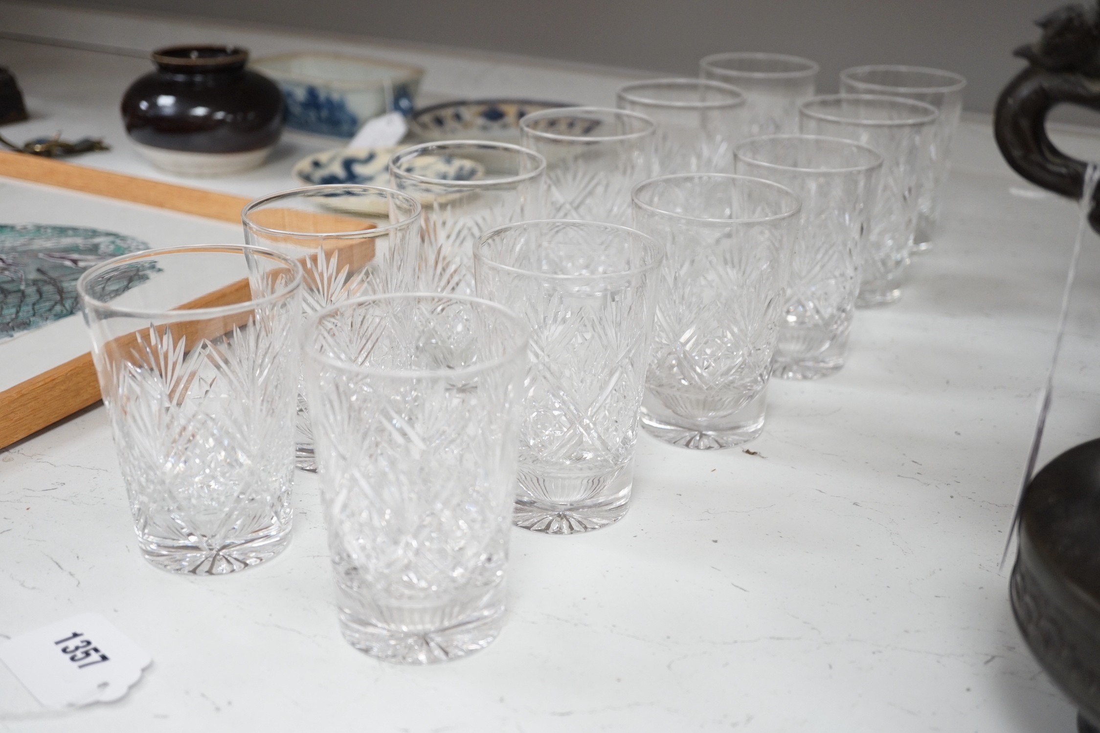 One dozen cut glass water tumblers, by Webb - Image 3 of 5