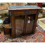 A Victorian malachite mounted ebonised kingood display cabinet, width 120cm, depth 28cm, height