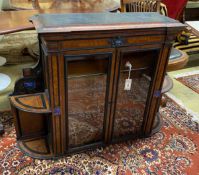 A Victorian malachite mounted ebonised kingood display cabinet, width 120cm, depth 28cm, height