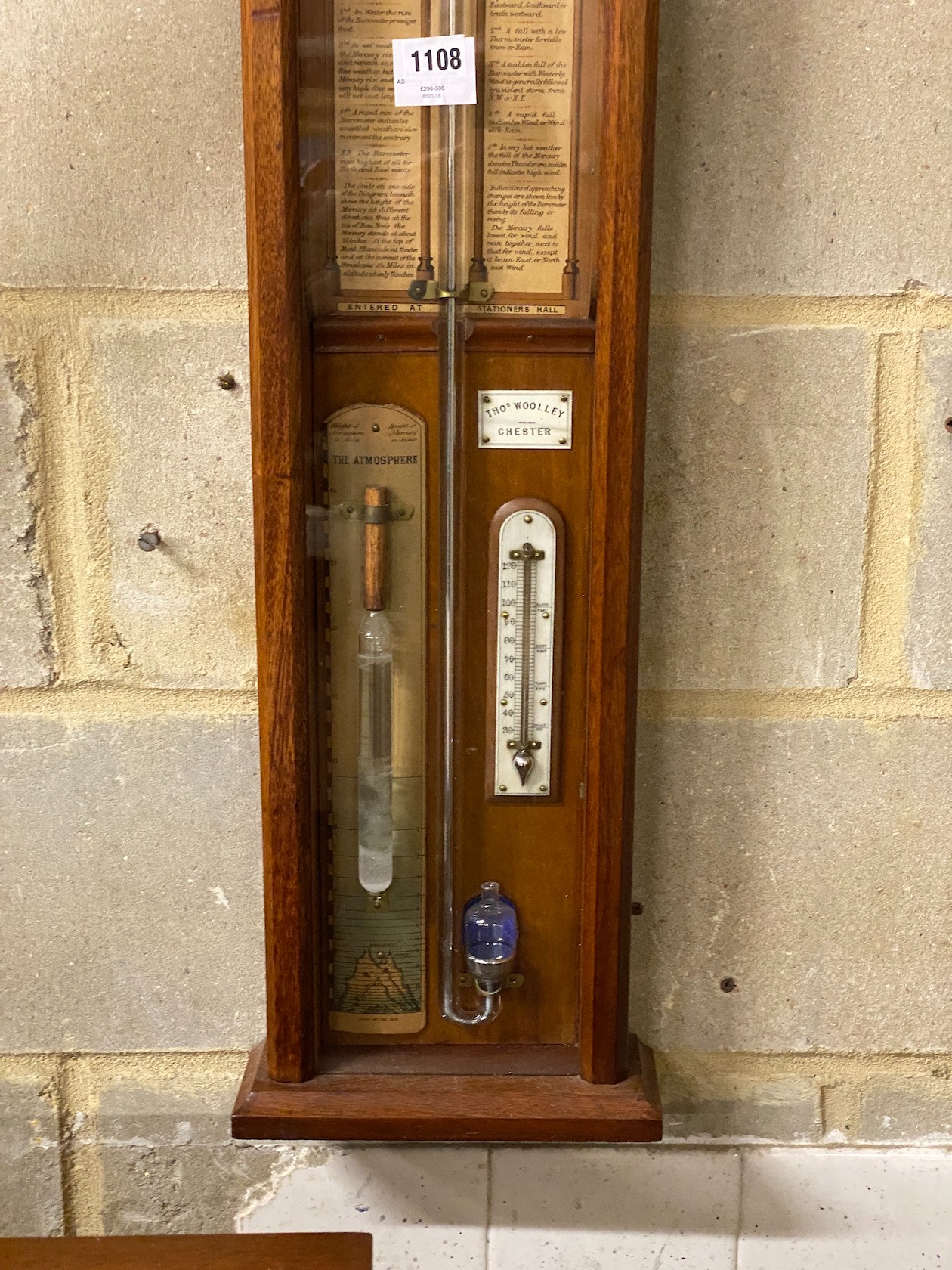 A Victorian oak Admiral Fitzroy type barometer by Thomas Woolley, Chester, height 116cm Ivory - Image 8 of 8