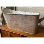 A vintage painted tin bath, height 55cm