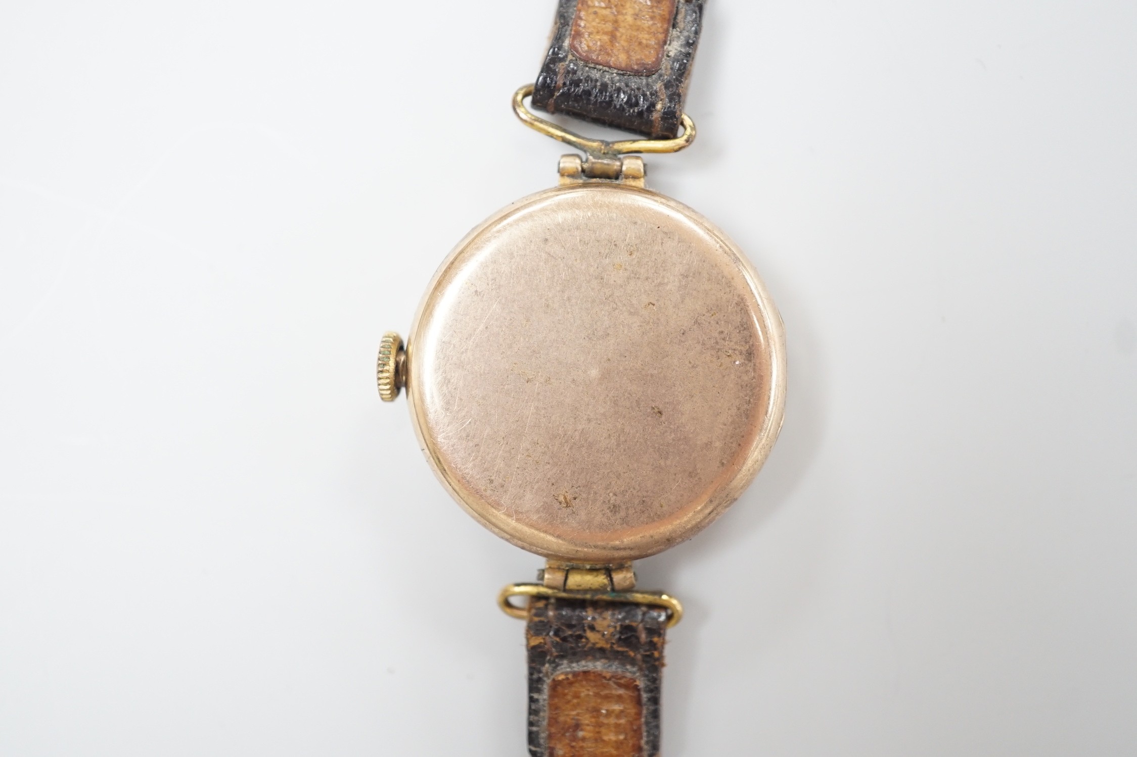 A lady's early 20th century 9ct gold wrist watch, with Arabic dial and RolWatchCo (Wilsdorf & Davis) - Image 4 of 4