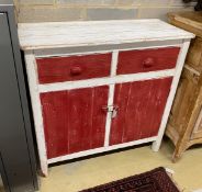 A Victorian painted pine cabinet, width 107cm, depth 46cm, height 106cm