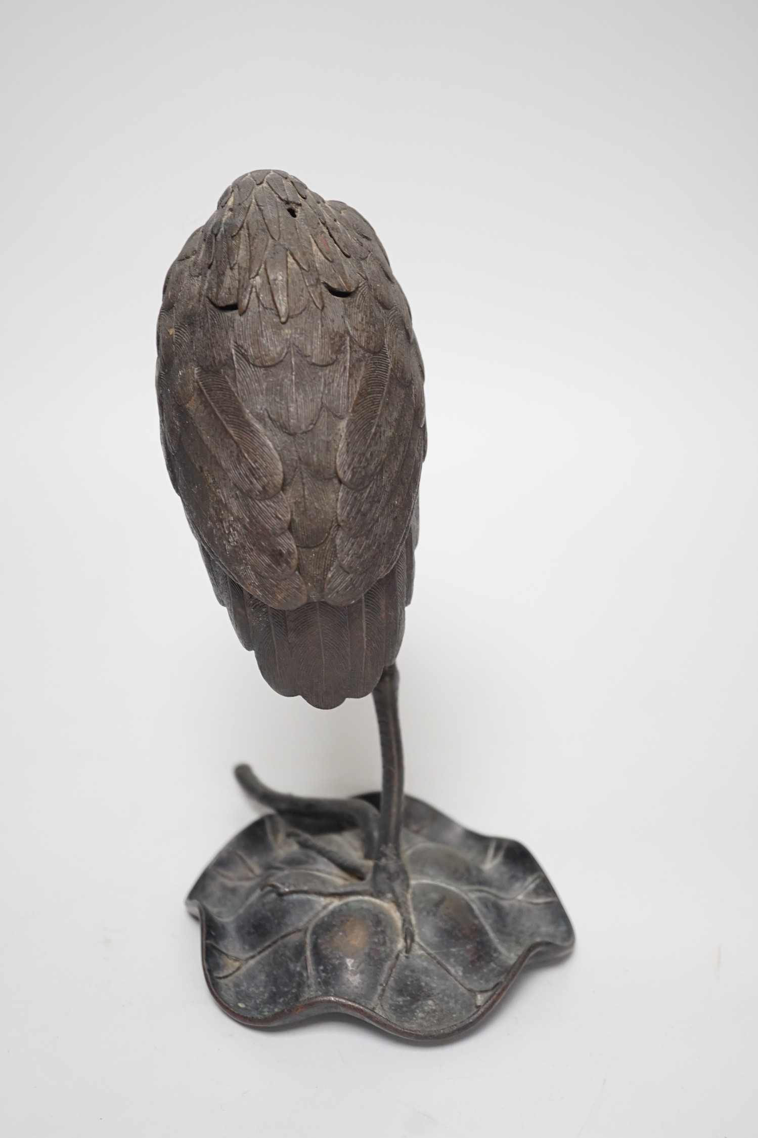 A Japanese bronze 'crane' censer, Meiji period, 24cm high - Image 3 of 5