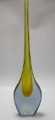 A tall Murano Sommerso orange, yellow and clear glass tear drop vase, 72cms high