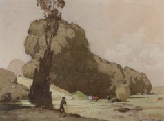 Bertram Nicholls (1883-1974), watercolour, Cattle in a landscape, signed and dated 1931, 22 x 31cm