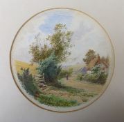 Roberto Angelo Kittermaster Marshall (1849-1923), watercolour, Rural scene, signed, tondo, 13cm