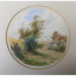 Roberto Angelo Kittermaster Marshall (1849-1923), watercolour, Rural scene, signed, tondo, 13cm