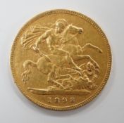 A Victoria 1898 gold half sovereign.