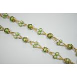A late 20th century gilt metal and Murano glass bead set necklace, 74cm.