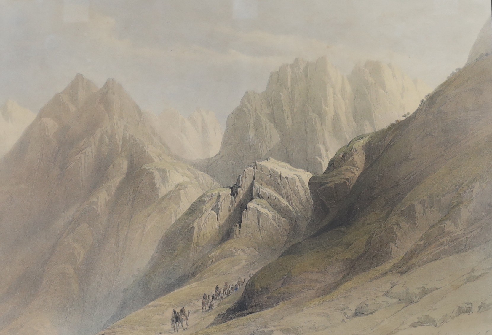 David Roberts (1796-1864), three hand coloured lithographs, 'Ascent of the Lower Range of Sinai', - Image 2 of 4