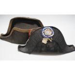 Two 19th century officer's hats, naval and gendarmes
