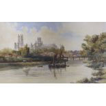 Francis Philip Barraud (1824-1901), watercolour, Ely Cathedral, signed, 31 x 54cm
