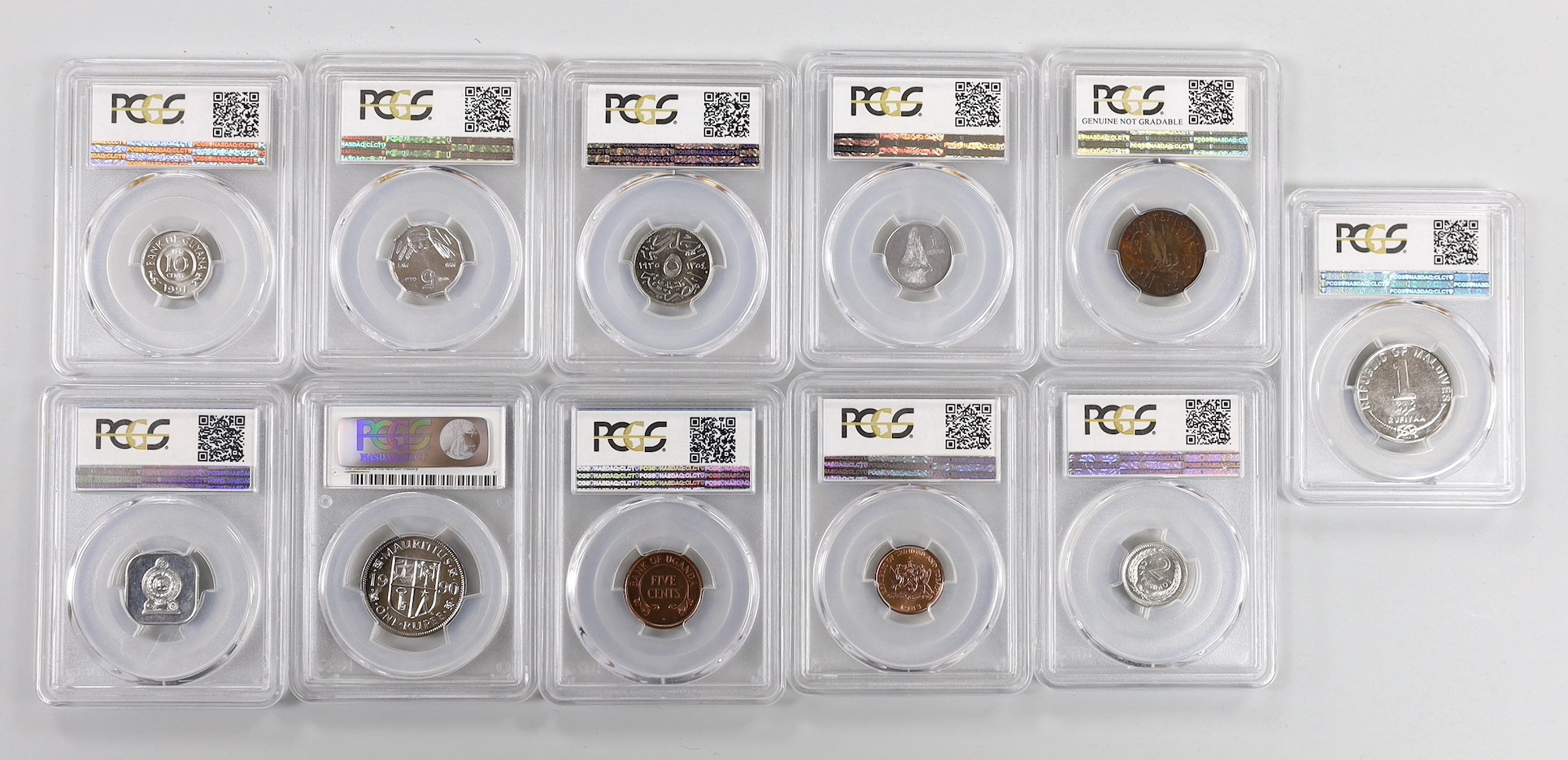 Ex. King’s Norton mint collection specimen and proof coins, PCGS slabbed and graded - Guyana 10 - Image 2 of 2