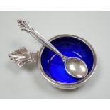 A modern Georg Jensen silver and enamel salt, design no. 180, 63mm and matching salt spoon.
