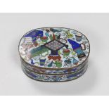 A Chinese cloisonné enamel ink box, late Qing dynasty, 7.5cm