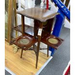 An Edwardian satinwood banded mahogany drop flap tea table, width 38cm, depth 38cm, height 72cm