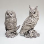 Two modern silver overlaid miniature model owls (filled), Country Artist, Birmingham, 1997,