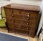 An early Victorian mahogany six drawer chest, width 105cm, depth 53cm, height 110cm