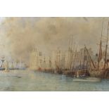 Charles Edward Hern (1848-1894), watercolour, 'Caernarvon Castle', signed and dated 1887, 23 x 33cm