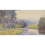 Willy Stephenson (1857-1938), watercolour, River landscape, signed, 28 x 49cm