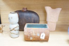 Ruth Sulke - a free form vase, together with a selection of Japanese studio pottery, etc. widest